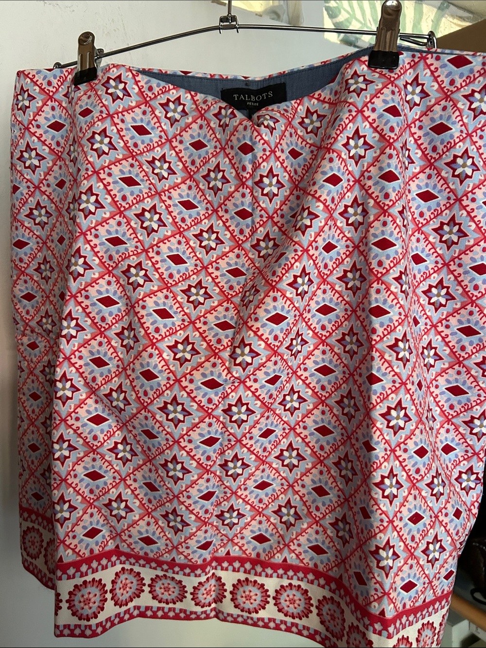 Talbots Red, Blue & White Printed Cotton Skirt